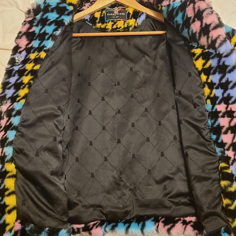 Teddy Fresh Pastel Houndstooth Teddy Coat Size Small - Picture 8 of 10